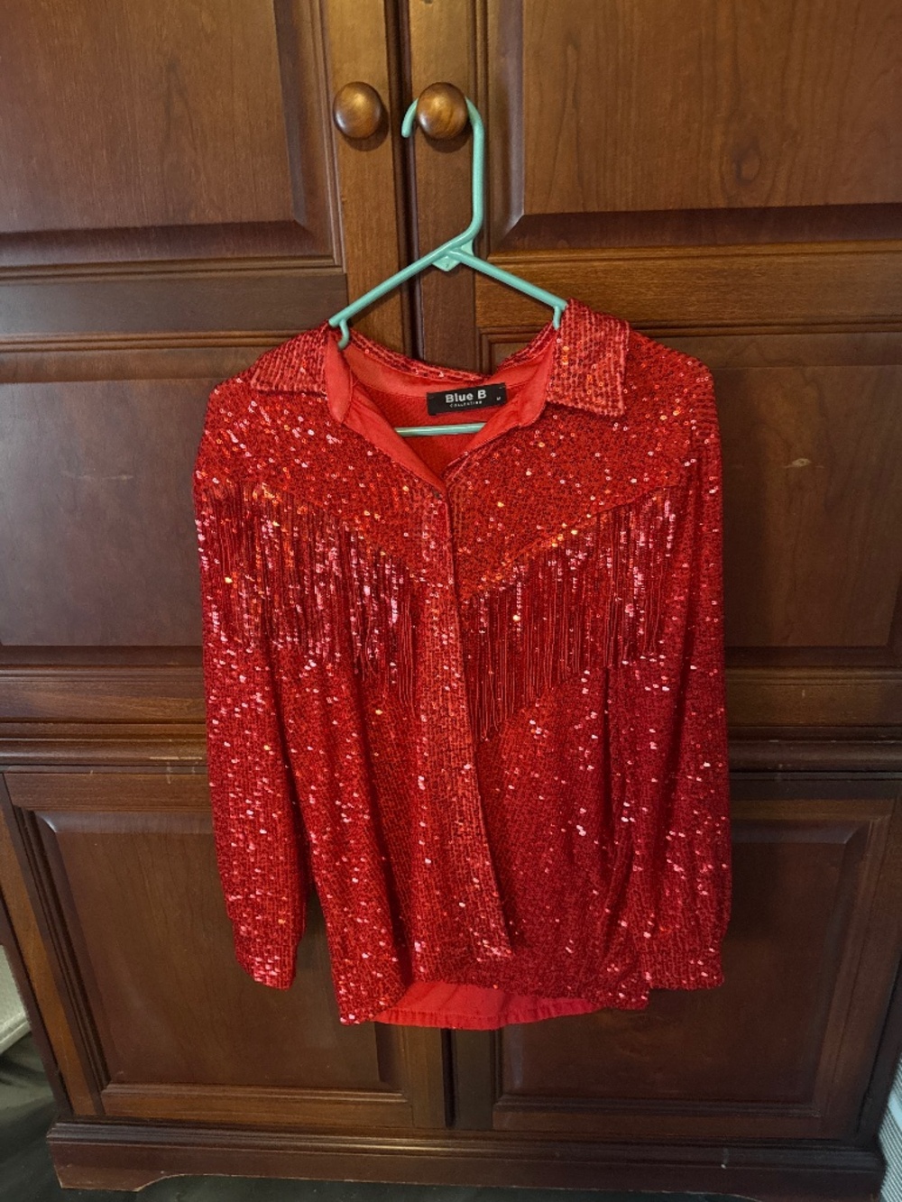 Red fringe blouse